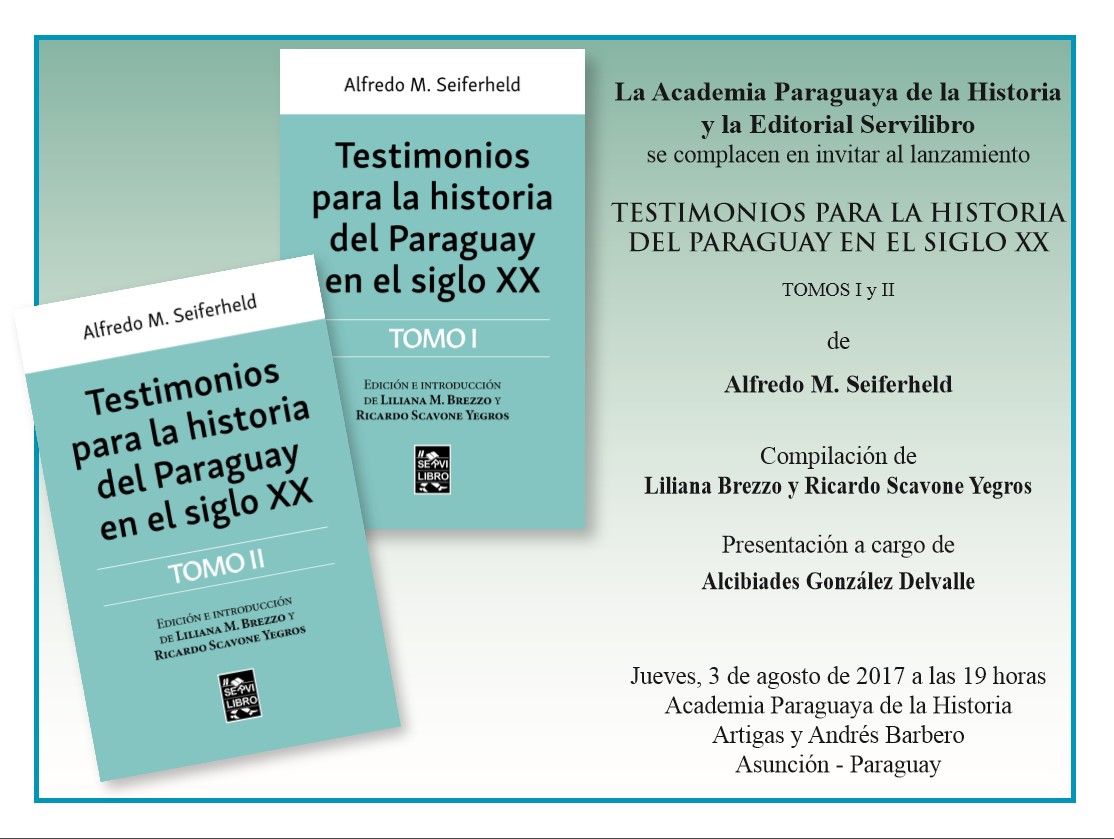 Lanzamiento: Testimonios para la historia del Paraguay en el siglo XX